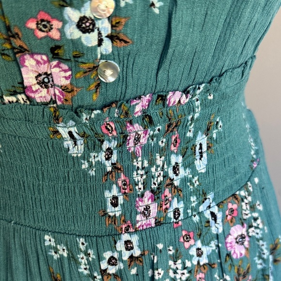 Aeropostale Green Floral Tie-Shoulder Sundress - Teal Floral Dress Size-Small - Picture 8 of 16